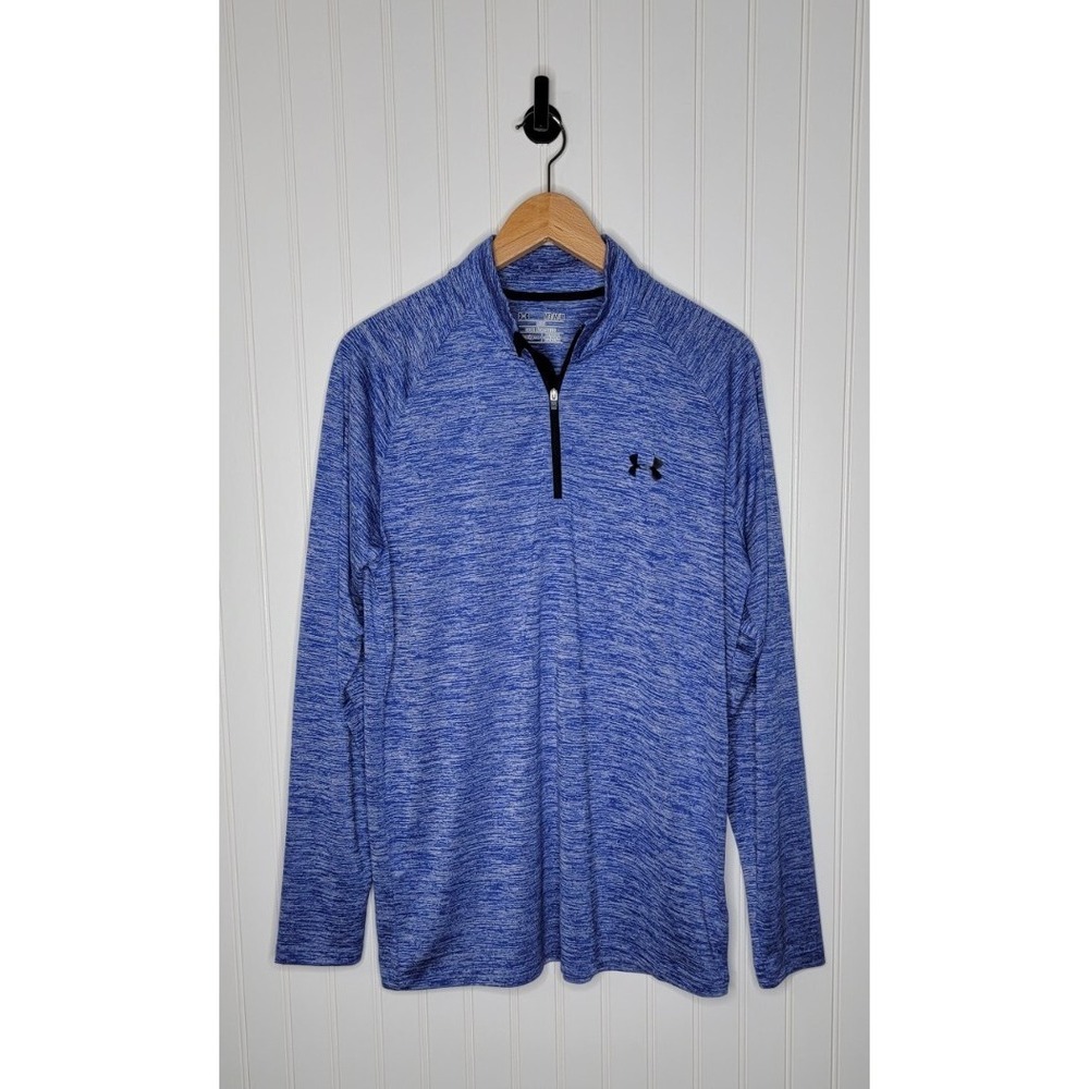 Under Armour Quarter Zip Loose Fit Long Sleeve Men's Size Medium Blue Heatgear